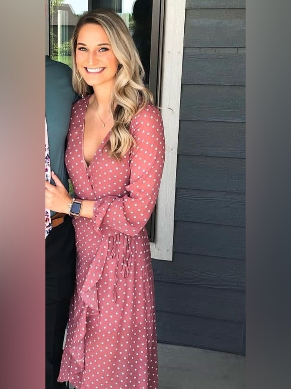 Listicle Dusty Rose Polka Dot Wrap Maxi Dress - Picture 2 of 4